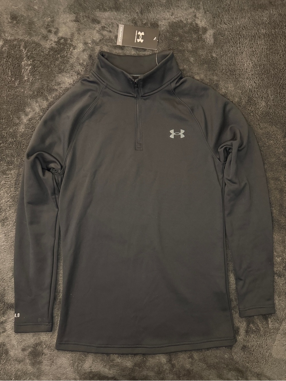 NEW Men's Under Armour Black 1/4 Zip Pullover Base 4.0 Black Small